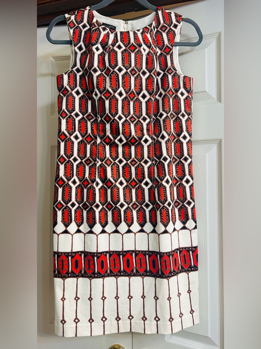 Talbots Geometric Printed Sleeveless Shift Midi Dress   New Without Tags